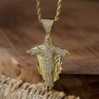 Iced Out Jesus Cross Pendant Necklace with Gift Box