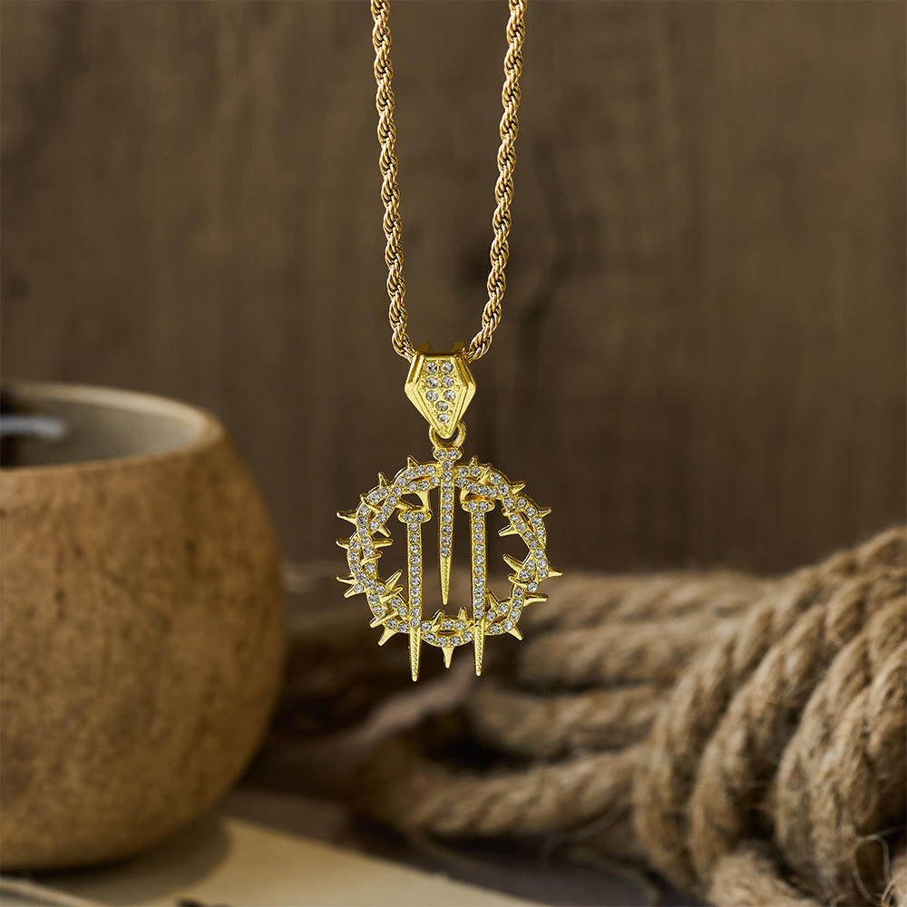 Crown of Thorns & Nails Rope Chain Necklace
