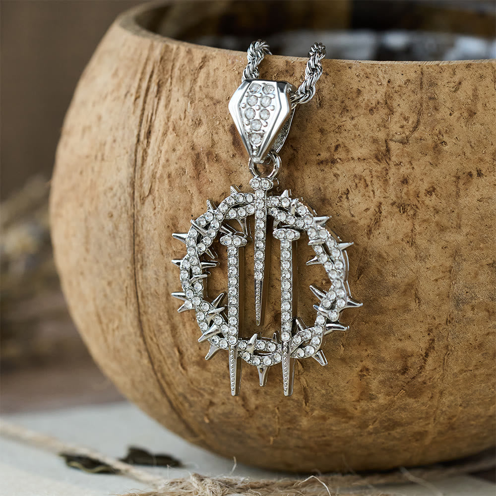 Crown of Thorns & Nails Rope Chain Necklace