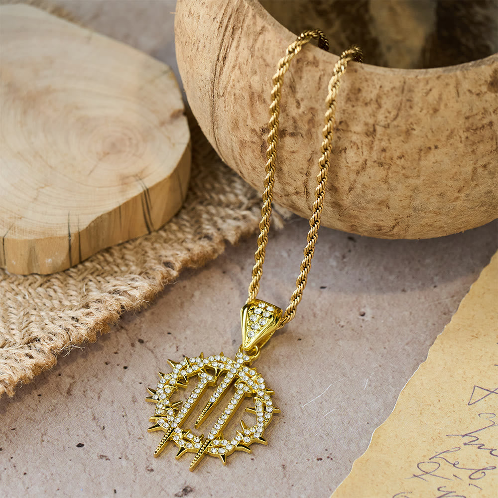 Crown of Thorns & Nails Rope Chain Necklace