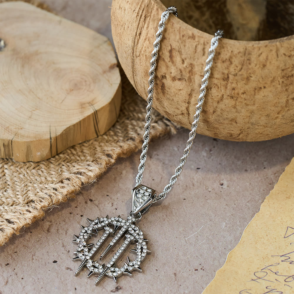 Crown of Thorns & Nails Rope Chain Necklace