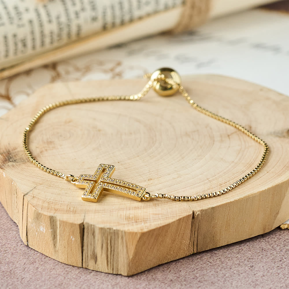 Golden/Silver/Black Zircon Cross Bracelet