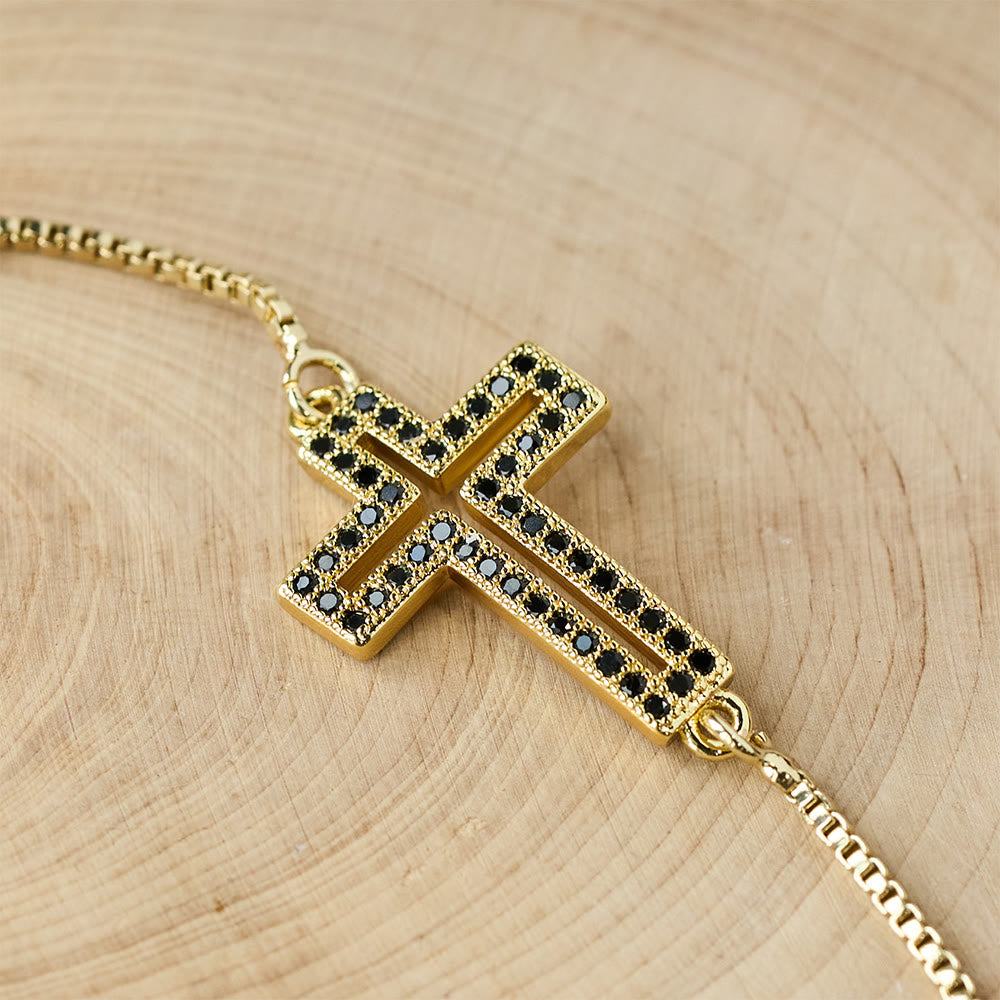 Golden/Silver/Black Zircon Cross Bracelet