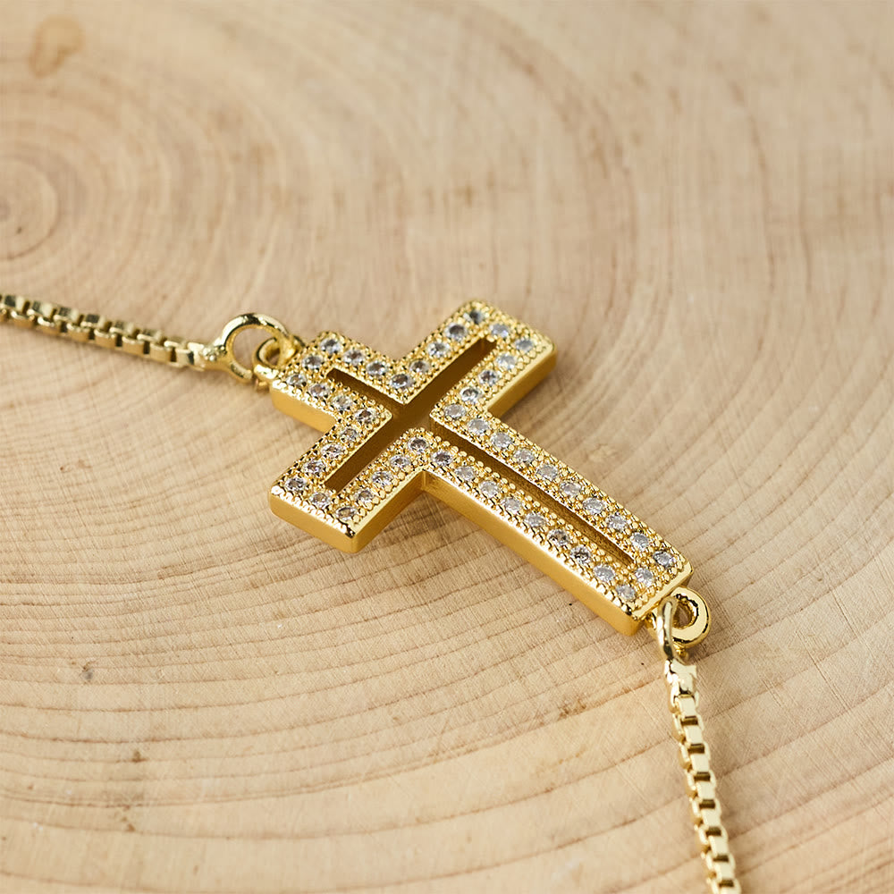Golden/Silver/Black Zircon Cross Bracelet