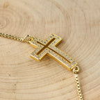 Golden/Silver/Black Zircon Cross Bracelet