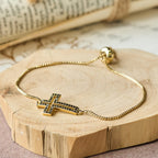 Golden/Silver/Black Zircon Cross Bracelet