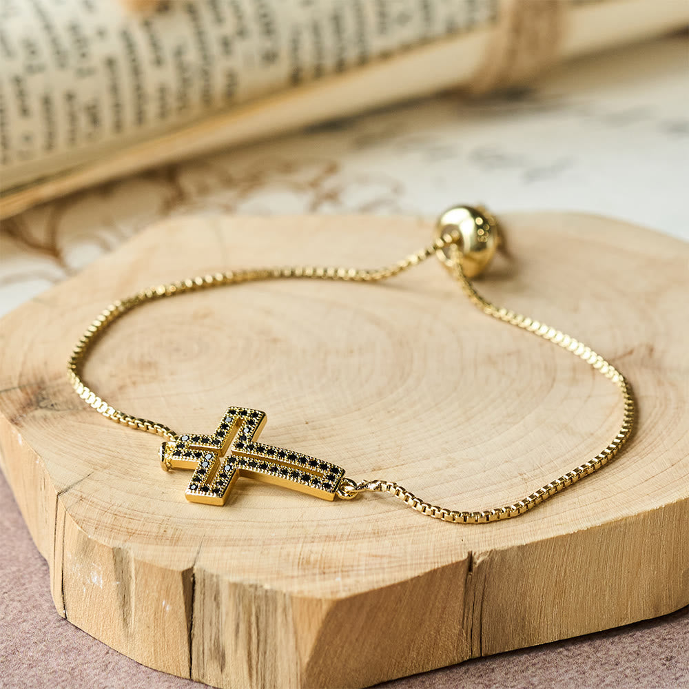 Golden/Silver/Black Zircon Cross Bracelet