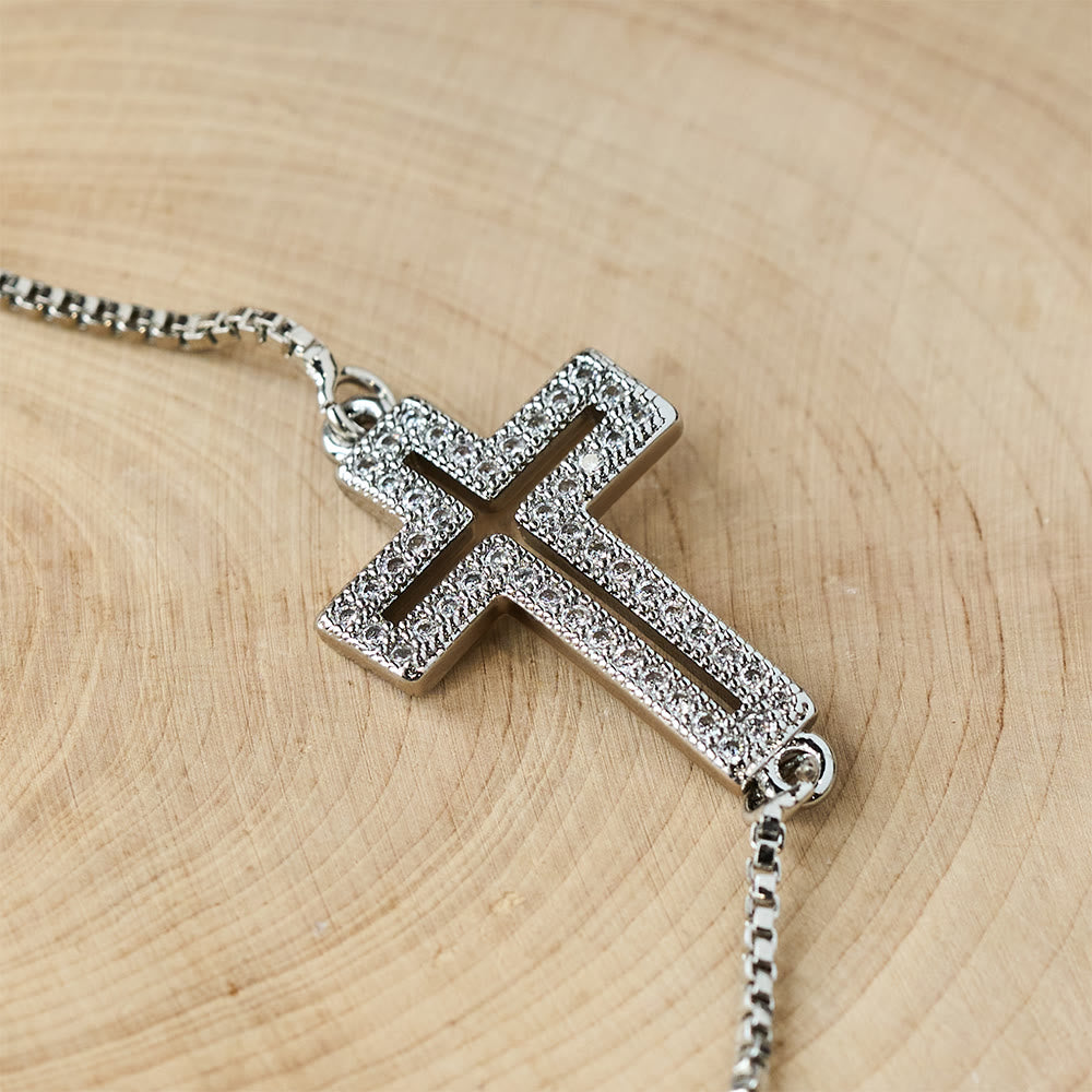 Golden/Silver/Black Zircon Cross Bracelet