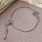 Golden/Silver/Black Zircon Cross Bracelet