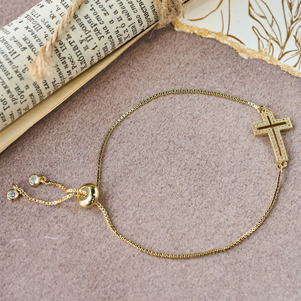 Golden/Silver/Black Zircon Cross Bracelet