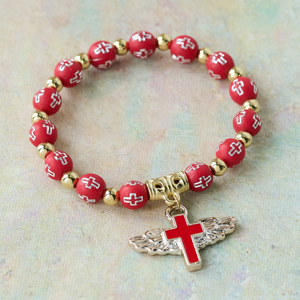 Winged Cross Charm Bracelet