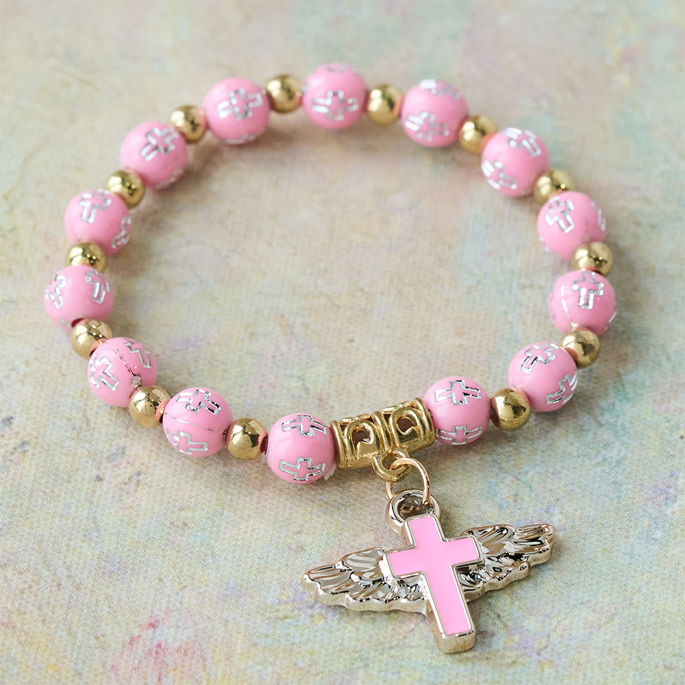 Winged Cross Charm Bracelet