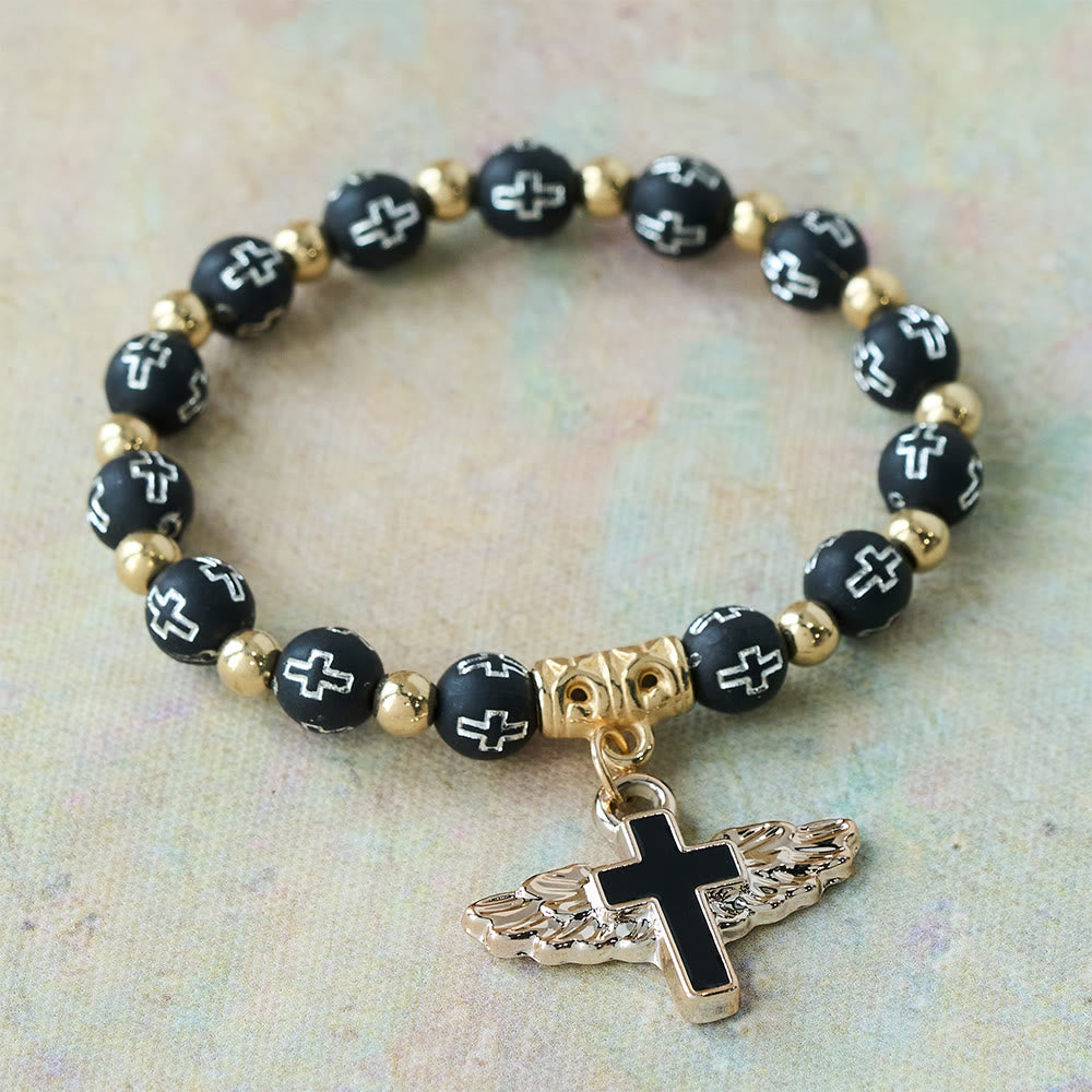 Winged Cross Charm Bracelet