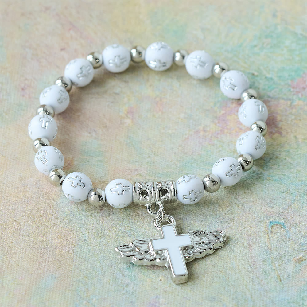Winged Cross Charm Bracelet