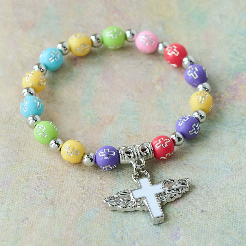 Winged Cross Charm Bracelet