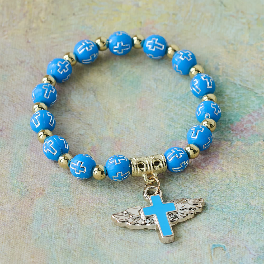 Winged Cross Charm Bracelet