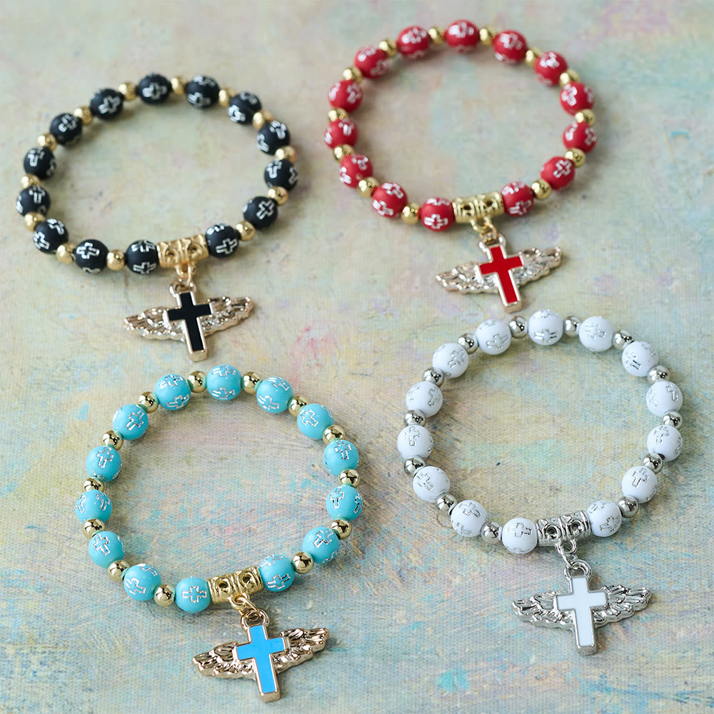 Winged Cross Charm Bracelet