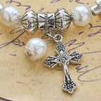Silver Cross Accent Beaded Bracelet