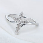 Cross Ring with Clustered Cubic Zirconia Accents