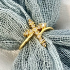 Cross Ring with Clustered Cubic Zirconia Accents