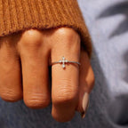 Zircon-Encrusted Cross Ring