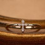 Zircon-Encrusted Cross Ring
