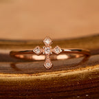 Zircon-Encrusted Cross Ring