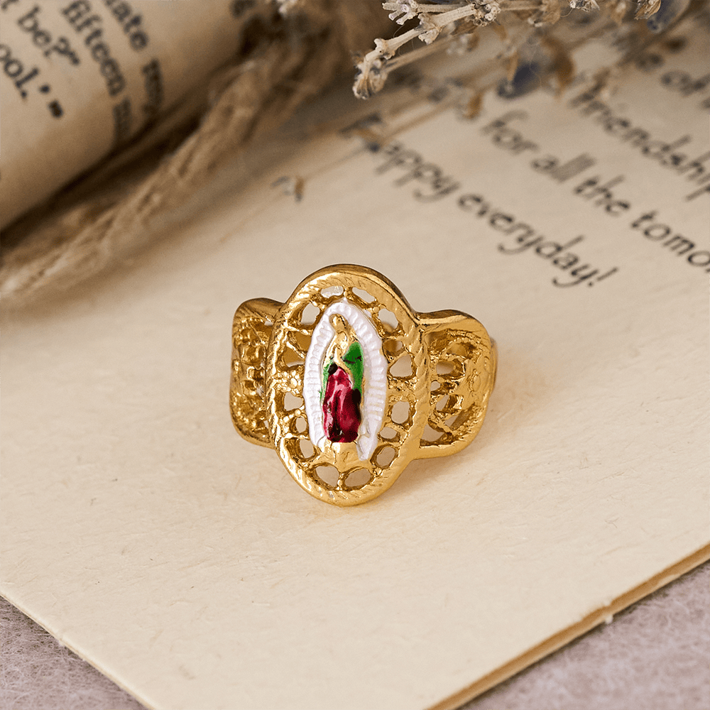Ornate Openwork Our Lady Ring
