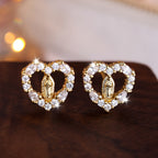 Heart-Shaped Our Lady Stud Earrings