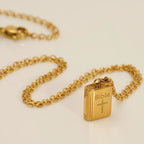 Bible Pendant Necklace with Cross Motif