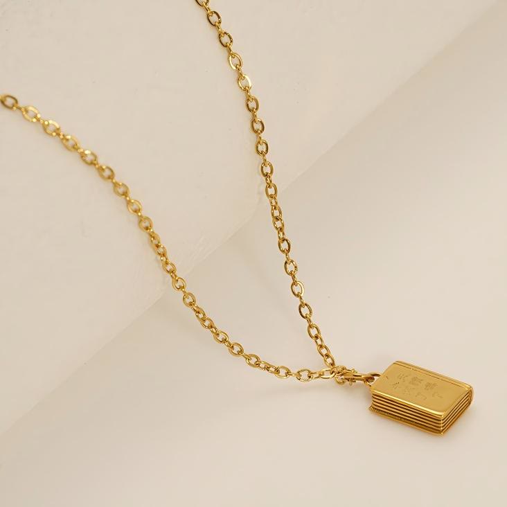 Bible Pendant Necklace with Cross Motif
