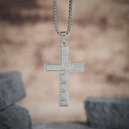 Modern Tri-Color Lord's Prayer Cross Necklace