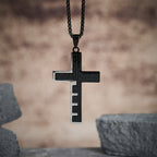 Modern Tri-Color Lord's Prayer Cross Necklace