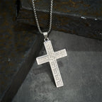 Modern Tri-Color Lord's Prayer Cross Necklace