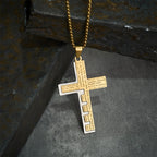 Modern Tri-Color Lord's Prayer Cross Necklace
