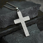 Modern Tri-Color Lord's Prayer Cross Necklace