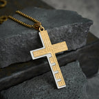 Modern Tri-Color Lord's Prayer Cross Necklace