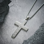 Modern Tri-Color Lord's Prayer Cross Necklace