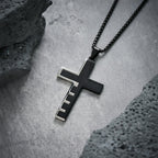 Modern Tri-Color Lord's Prayer Cross Necklace