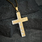 Modern Tri-Color Lord's Prayer Cross Necklace
