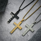 Modern Tri-Color Lord's Prayer Cross Necklace