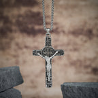 Classic Retro Style Crucifix St. Benedict Medal Protection Pendant