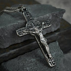 Classic Retro Style Crucifix St. Benedict Medal Protection Pendant