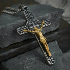 Classic Retro Style Crucifix St. Benedict Medal Protection Pendant