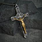 Classic Retro Style Crucifix St. Benedict Medal Protection Pendant