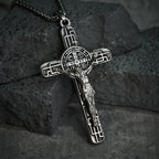 Classic Retro Style Crucifix St. Benedict Medal Protection Pendant