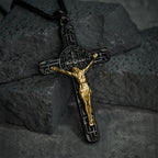 Classic Retro Style Crucifix St. Benedict Medal Protection Pendant