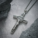 Classic Retro Style Crucifix St. Benedict Medal Protection Pendant