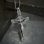 Classic Retro Style Crucifix St. Benedict Medal Protection Pendant