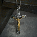Classic Retro Style Crucifix St. Benedict Medal Protection Pendant